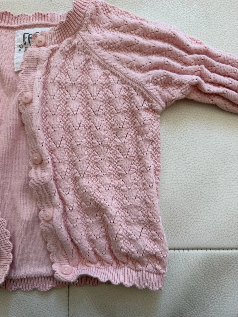 Fred & Flo Pink Knit Hooded Cardigan | 6–9M | Soft Cotton | Like New